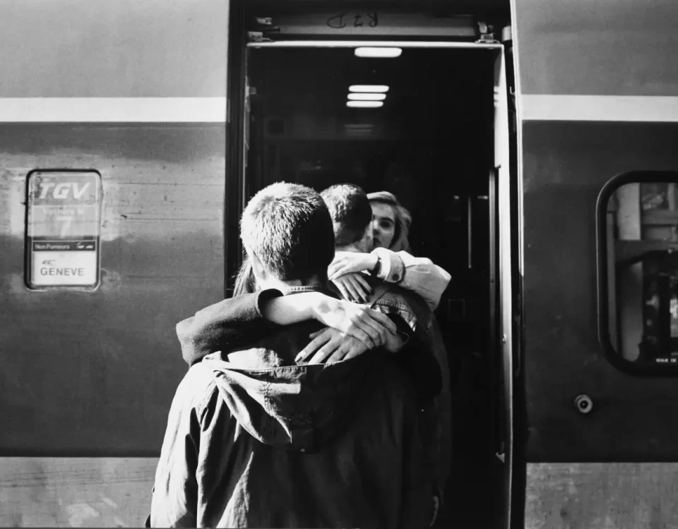 T.G.V. kiss, Gare de Lyon, Paris 1993